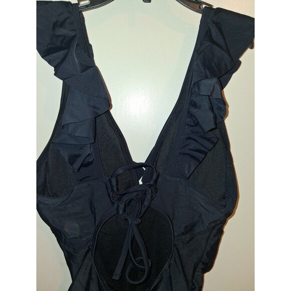 NEW! Women's Cupshe Ruffled V-Neck Lace Up One Piece Swimsuit Bathing Suit, M - Picture 7 of 9